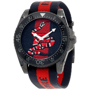 Gucci Dive Blue & Red Dial Blue & Red Nylon Strap Watch For Men - YA136214 Authentic Buy Shop Now