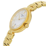 Tissot Flamingo Mother of Pearl White Dial Gold Steel Strap Watch For Women - T094.210.33.111.00 Authentic Buy Shop Now
