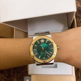 Versace Hellenyium Quartz Green Dial Silver Steel Strap Watch For Men - VEVK00420 Authentic Buy Shop Now