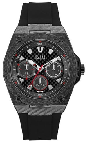 Guess Legacy Black Dial Black Rubber Strap Watch For Men - W1048G2 Authentic Buy Shop Now
