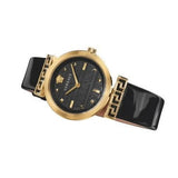 Versace Greca Meander Black Dial Black Leather Strap Watch for Women - VELW00420 Authentic Buy Shop Now