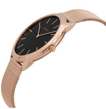 Calvin Klein Minimal Black Dial Rose Gold Mesh Bracelet Watch for Men - K3M2162Y Authentic Buy Shop Now