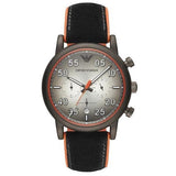 Emporio Armani Chronograph Quartz Grey Dial Black Leather Strap Watch For Men - AR11174 Authentic Buy Shop Now
