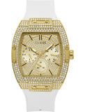 Guess Phoenix Multifunction Quartz Gold Dial White Silicon Strap Watch For Men - GW0048G3 Authentic Buy Shop Now