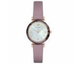 Emporio Armani Gianni Mother of Pearl Dial Purple Leather Strap Watch For Women - AR11003 Authentic Buy Shop Now