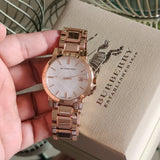 Burberry The City White Dial Rose Gold Steel Strap Watch for Women - BU9004 Authentic Buy Shop Now