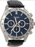 Hugo Boss Ikon Blue Dial Black Leather Strap Watch for Men - 1513176 Authentic Buy Shop Now