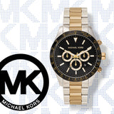 Michael Kors Layton Chronograph Black Dial Two Tone Steel Strap Watch For Men - MK8784 Authentic Buy Shop Now