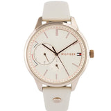 Tommy Hilfiger Brooke Quartz White Dial Cream Leather Strap Watch for Women - 1782022 Authentic Buy Shop Now