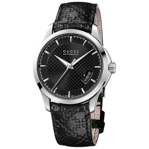 Gucci G Timeless Quartz Black Dial Black Leather Strap Watch for Men - YA126413 Authentic Buy Shop Now
