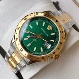 Versace Hellenyium GMT Green Dial Two Tone Steel Strap Watch for Men - V11050015 Authentic Buy Shop Now