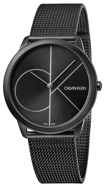 Calvin Klein Minimal Black Dial Black Mesh Bracelet Watch for Men - K3M5145X Authentic Buy Shop Now