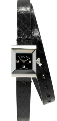 Gucci G-Frame Black Dial Black Leather Strap Watch For Women - YA128526 Authentic Buy Shop Now