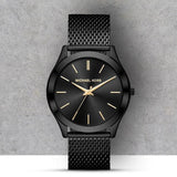 Michael Kors Slim Runway Black Dial Black Mesh Strap Watch for Women - MK8607 Authentic Buy Shop Now