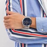 Tommy Hilfiger Luca Chronograph Blue Dial Silver Steel Strap Watch For Men - 1710492 Authentic Buy Shop Now