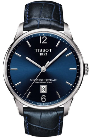 Tissot Chemin Des Tourelles Powermatic 80 Blue Dial Blue Leather Strap Watch for Men - T099.407.16.047.00 Authentic Buy Shop Now