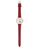 Emporio Armani Gianni T-Bar Mother of Pearl White Dial Red Leather Strap Watch For Women - AR60048 Authentic Buy Shop Now