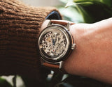 Fossil Boyfriend Automatic Skeleton Silver Dial Brown Leather Strap Watch for Women - ME3109 Authentic Buy Shop Now