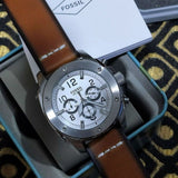 Fossil Modern Machine White Dial Brown Leather Strap Watch for Men - FS4929 Authentic Buy Shop Now