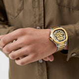Philipp Plein High-Conic Automatic Gold Dial Two Tone Steel Strap Watch For Men - PWRAA0323 Authentic Buy Shop Now