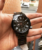 Fossil Grant Chronograph Black Dial Black Steel Strap Watch for Men - FS4832 Authentic Buy Shop Now