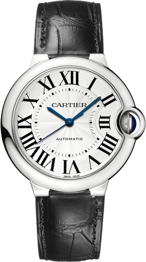 Cartier Ballon Bleu De Cartier Silver Dial Black Leather Strap Watch for Women - WSBB0028 Authentic Buy Shop Now