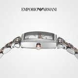 Emporio Armani Gianni T Bar White Mother Of Pearl Dial Two Tone Steel Strap Watch For Women - AR11519 Authentic Buy Shop Now