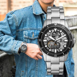 Fossil FB-01 Automatic Skeleton Black Dial Silver Steel Strap Watch for Men - ME3190 Authentic Buy Shop Now