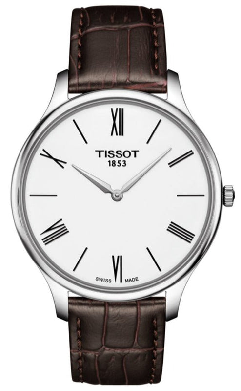 Tissot T Classic Tradition 5.5 Quartz White Dial Brown Leather Strap Watch For Men - T063.409.16.018.00 Authentic Buy Shop Now