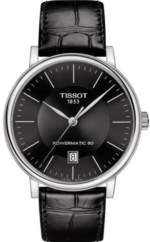 Tissot Carson Premium Powermatic 80 Black Dial Black Leather Strap Watch For Men - T122.407.16.051.00 Authentic Buy Shop Now