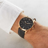 Fossil Neutra Chronograph Black Dial Black Leather Strap Watch for Men - FS5381 Authentic Buy Shop Now