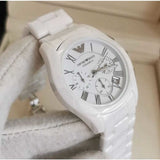 Emporio Armani Chronograph Ceramic White Dial Watch For Women - AR1403 Authentic Buy Shop Now