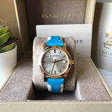 Burberry Heritage Gold Dial Blue Leather Strap Watch for Women - BU9112 Authentic Buy Shop Now