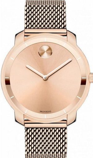 Movado Bold Rose Gold Dial Rose Gold Mesh Bracelet Watch For Women - 3600243 Authentic Buy Shop Now