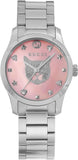 Gucci G Timeless Quartz Mother of Pearl Pink Dial Silver Steel Strap Watch For Women - YA1265013 Authentic Buy Shop Now