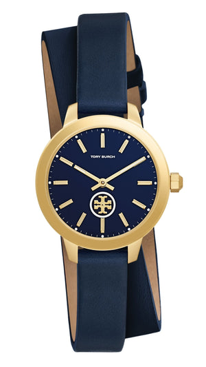 Tory Burch Collins Quartz Blue Dial Blue Leather Strap Watch for Women - TBW1303 Authentic Buy Shop Now