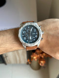 Fossil Bronson Chronograph Luggage Blue Dial Brown Leather Strap Watch for Men - FS5829 Authentic Buy Shop Now