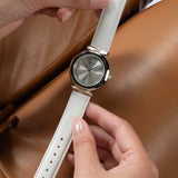 Guess Rumour Silver Dial White Leather Strap Watch For Women - GW0689L1 Authentic Buy Shop Now