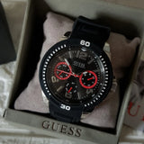 Guess Tread Black Dial Black Rubber Strap Watch for Men - W0967G1 Authentic Buy Shop Now