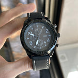 Fossil Bronson Chronograph Black Dial Black Leather Strap Watch for Men - FS5874 Authentic Buy Shop Now