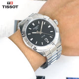 Tissot PR 100 Sport Quartz Black Dial Silver Steel Strap Watch For Men - T101.610.11.051.00 Authentic Buy Shop Now