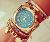 Michael Kors Runway Stop Hunger Blue Dial Gold Steel Strap Watch for Men - MK8315 Authentic Buy Shop Now