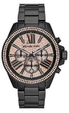 Michael Kors Wren Chronograph Gold Dial Black Steel Strap Watch for Women - MK5961 Authentic Buy Shop Now
