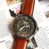 Fossil Townsman Automatic Skeleton Black Dial Brown Leather Strap Watch for Men - ME3181 Authentic Buy Shop Now