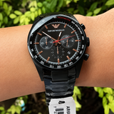 Emporio Armani Sigma Chronograph Black Dial Black Steel Strap Watch for Men - AR6094 Authentic Buy Shop Now