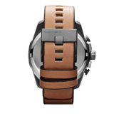 Diesel Mr. Daddy 2.0 Chronograph Silver Dial Brown Leather Strap Watch For Men - DZ7394 Authentic Buy Shop Now