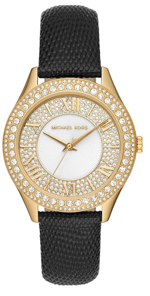 Michael Kors Harlowe Analog White Dial Black Leather Strap Watch For Women - MK2988 Authentic Buy Shop Now