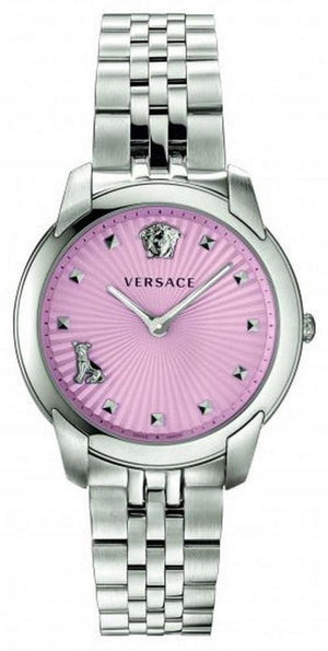 Versace Audrey Quartz Pink Dial Silver Steel Strap Watch for Women - VELR00419 Authentic Buy Shop Now
