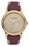 Burberry The City Gold Dial Orange Leather Strap Watch for Women - BU9017 Authentic Buy Shop Now
