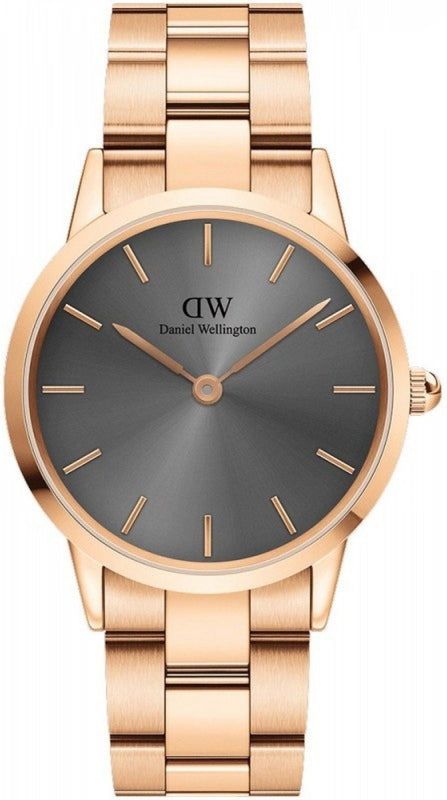Daniel Wellington Iconic Link Grey Dial Gold Steel Strap Watch For Women - DW00100334 Authentic Buy Shop Now